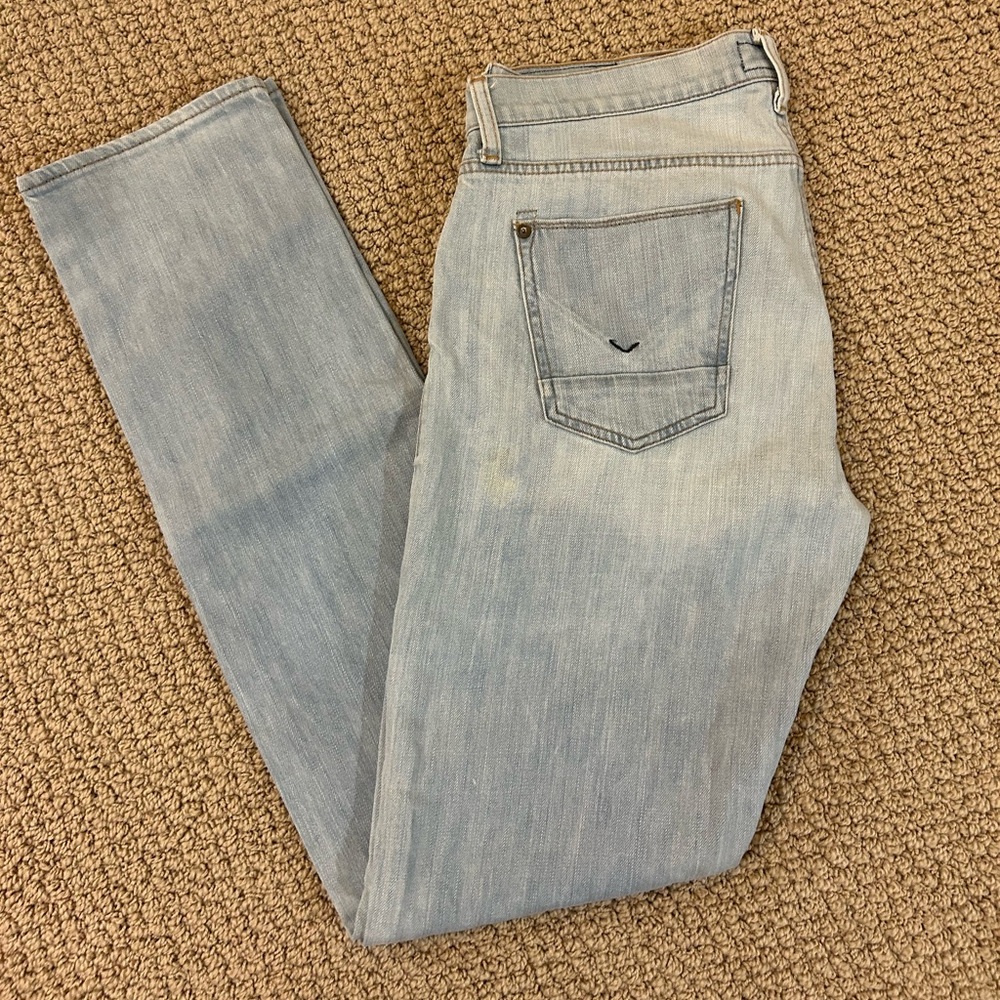 Hudson Jeans Blue Slim Straight Denim with Faded Look